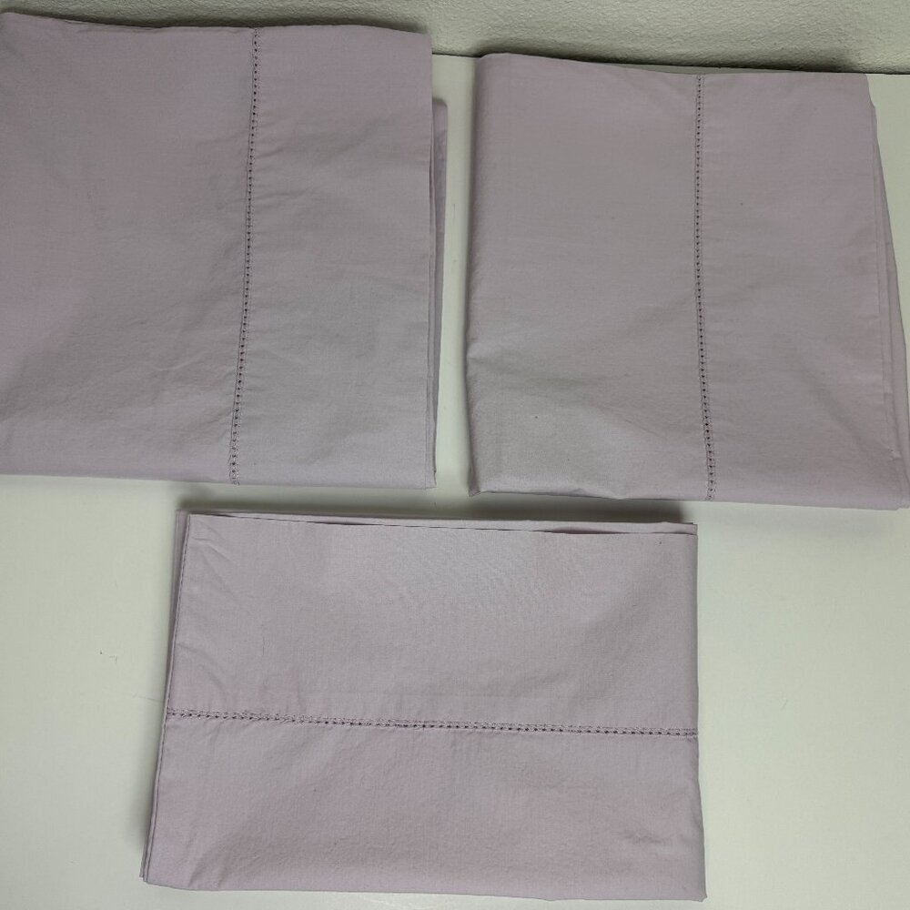 Cuddledown Set Pillow Covers Cases  2pc King + 1pc Standard  Lilac 100% ORGANIC